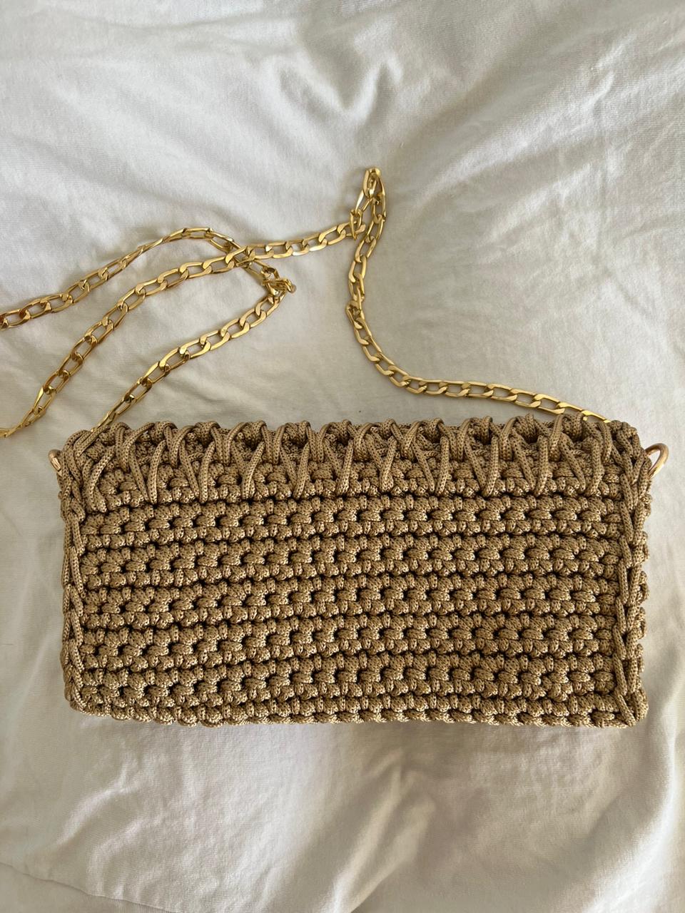 pochette beige en crochet handmade