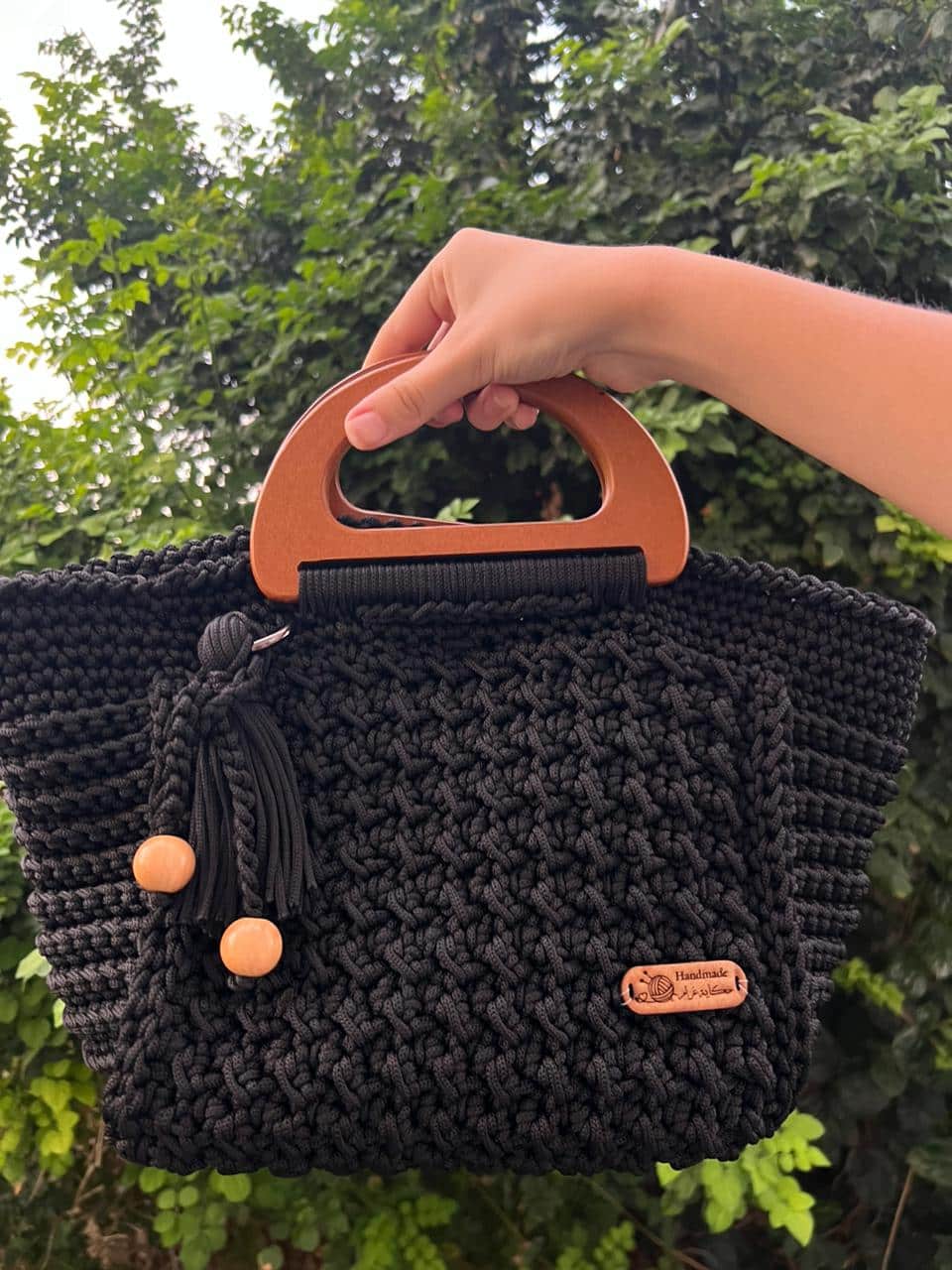 Sac à main noir en crochet 100% fait main