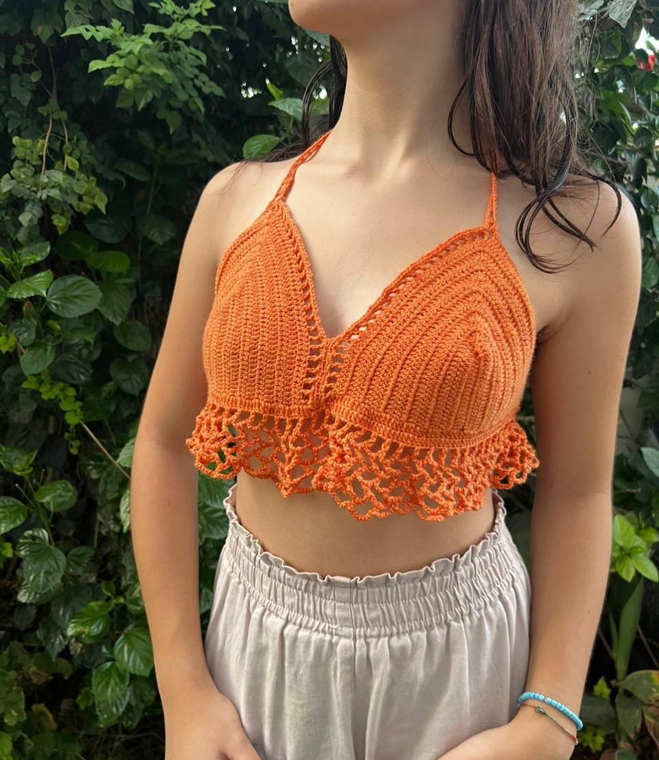 Top orange en crochet 100% handmade