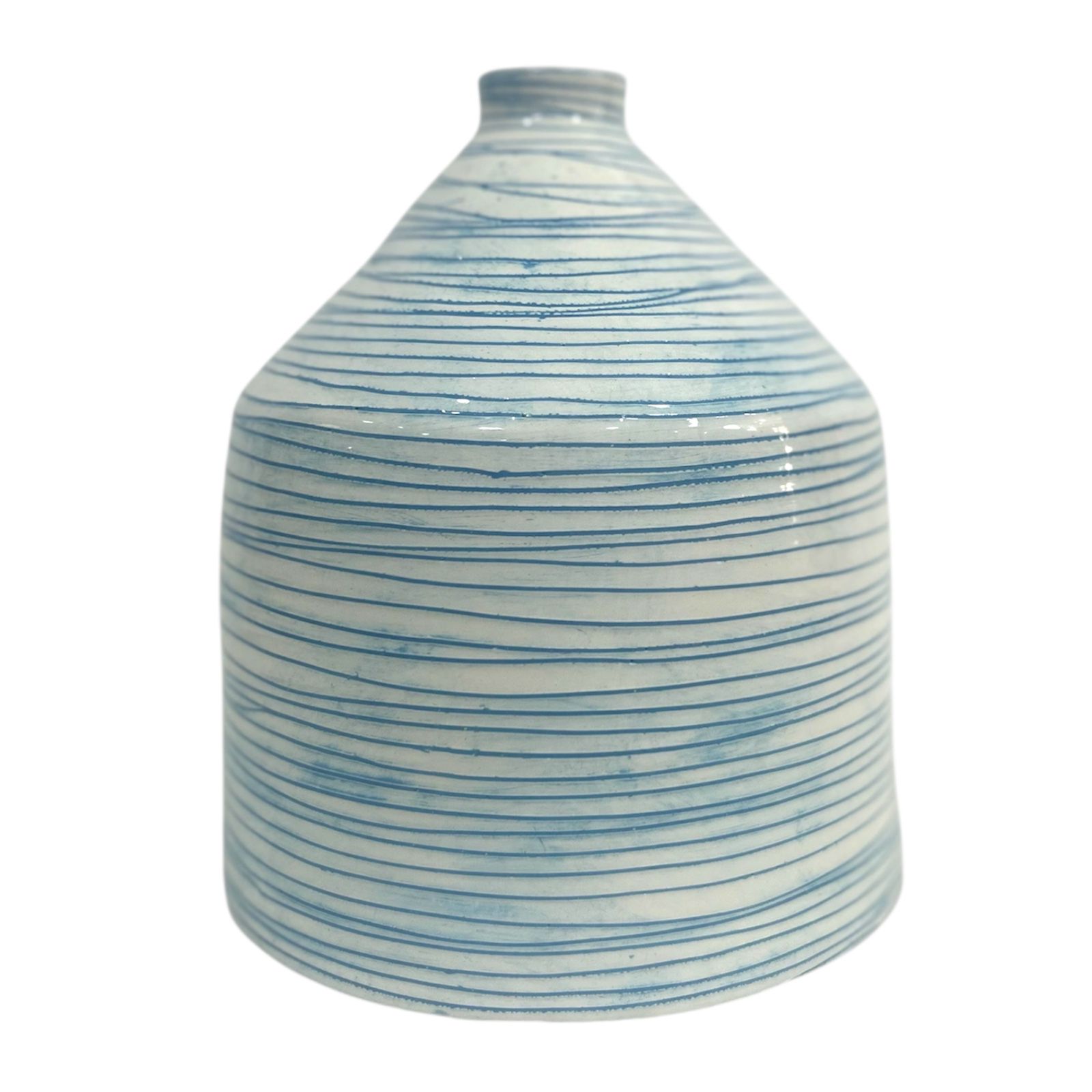 Vase bleu et blanc en céramique - Finition artisanale