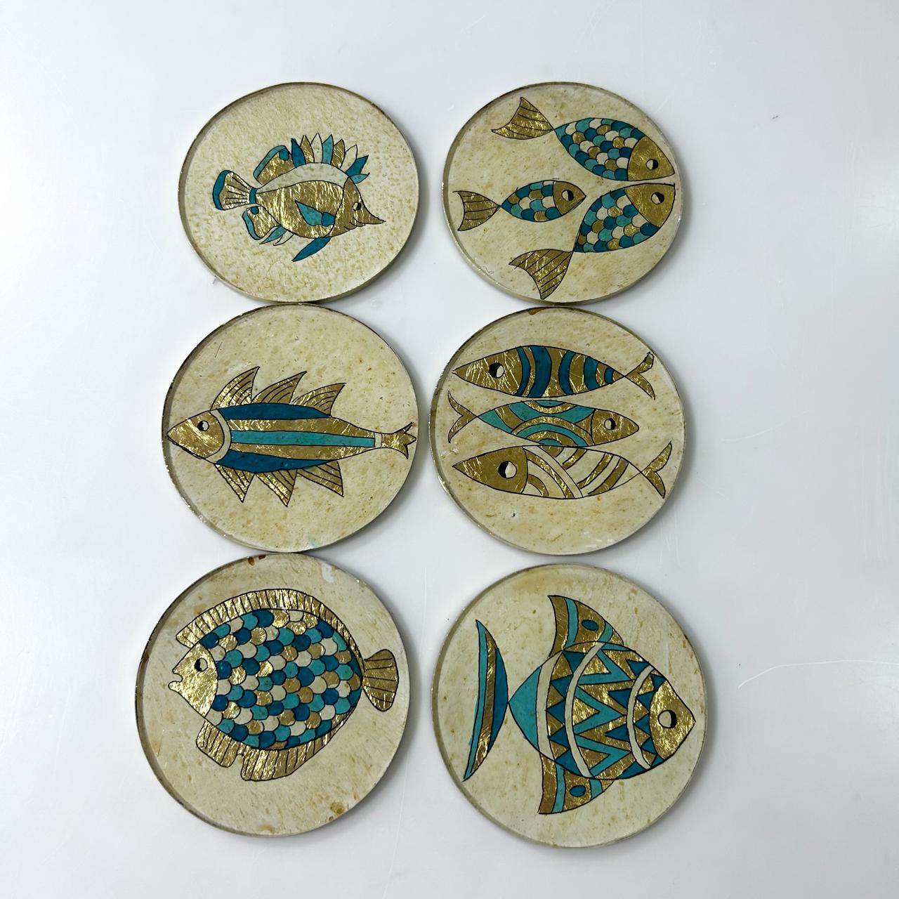 Dessous de verre en verre Turquoise et Or - Luxe et Elégance