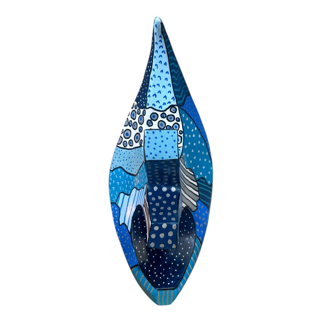 Poisson Contemporain "Bleu de Mer" sculpture en résine peinte à la main – Pièce unique