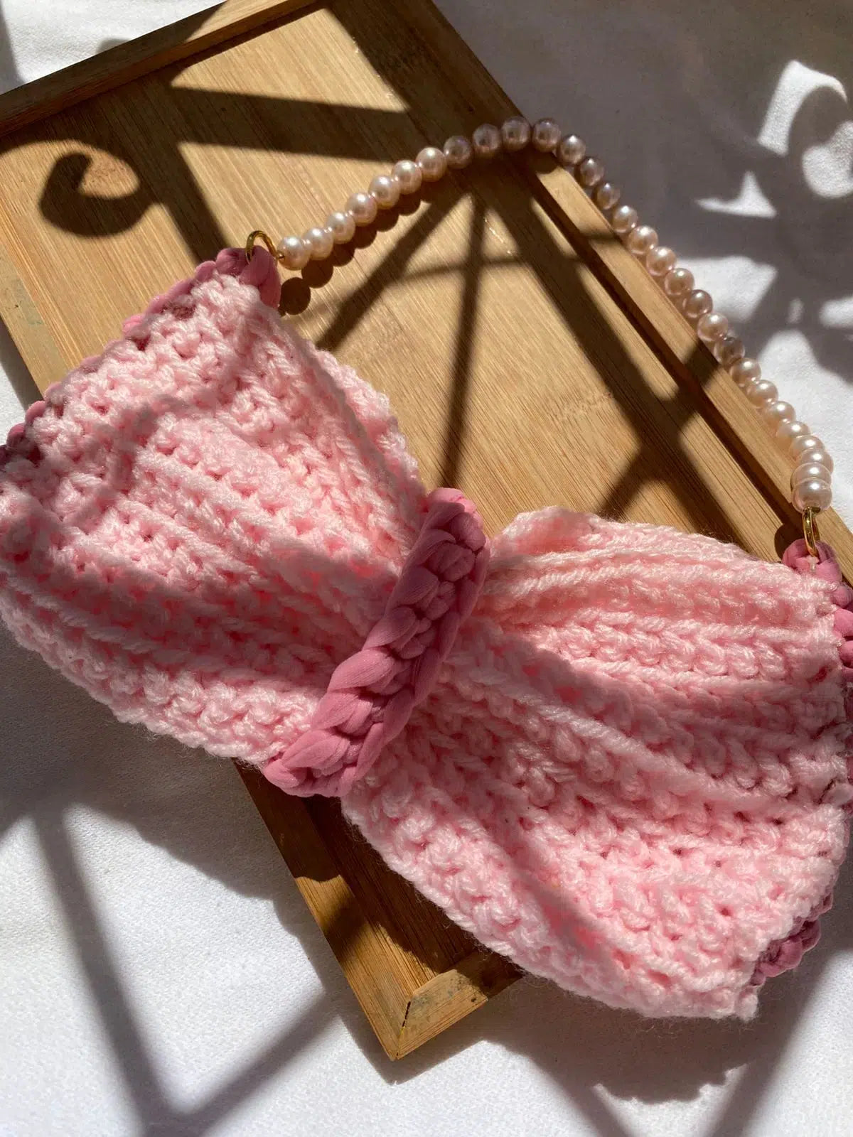 Sac Crochet Rose Perlé - Élégance et Confort Artisanal