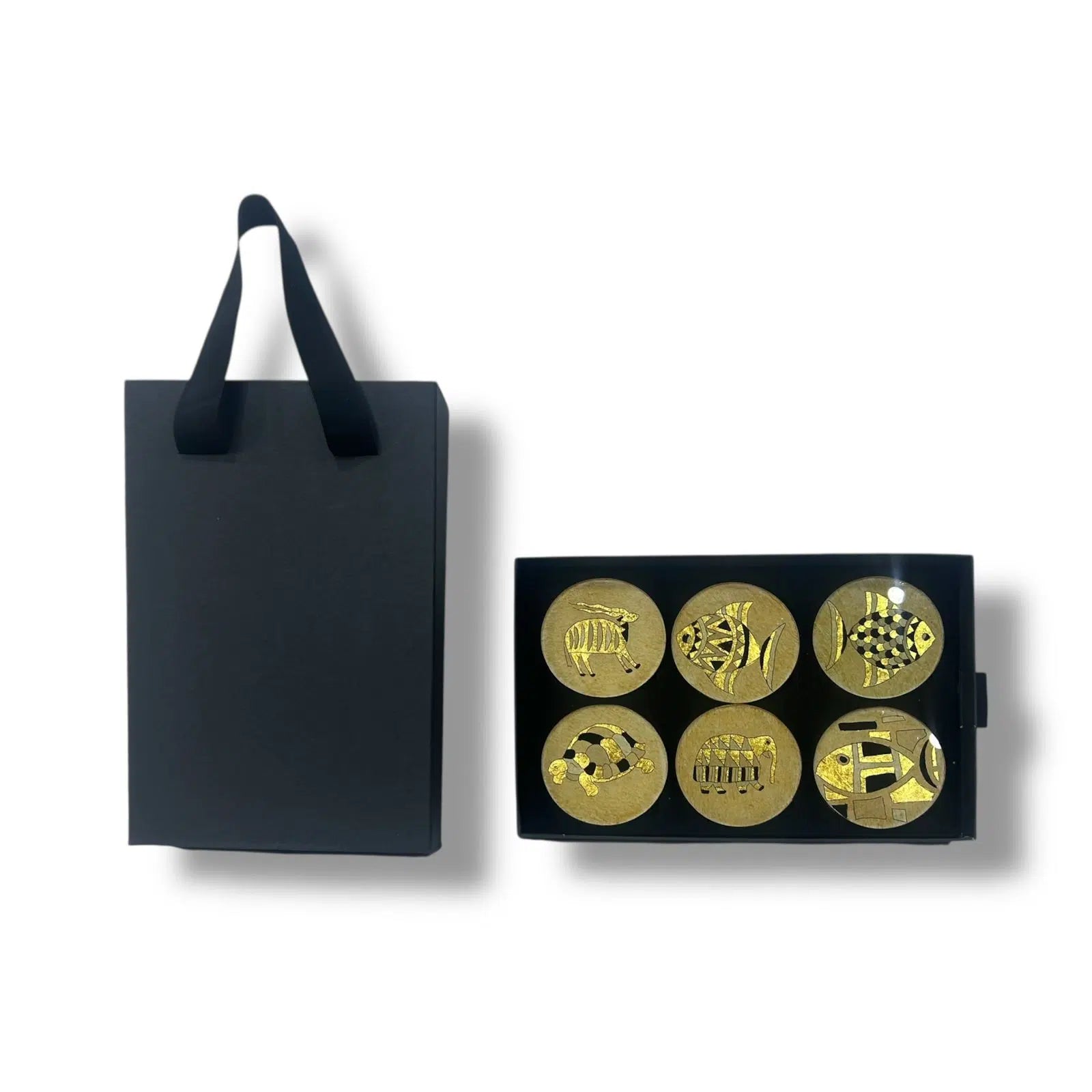 Coffret Précieux - 6 Dessous de verre à la feuille d'or
