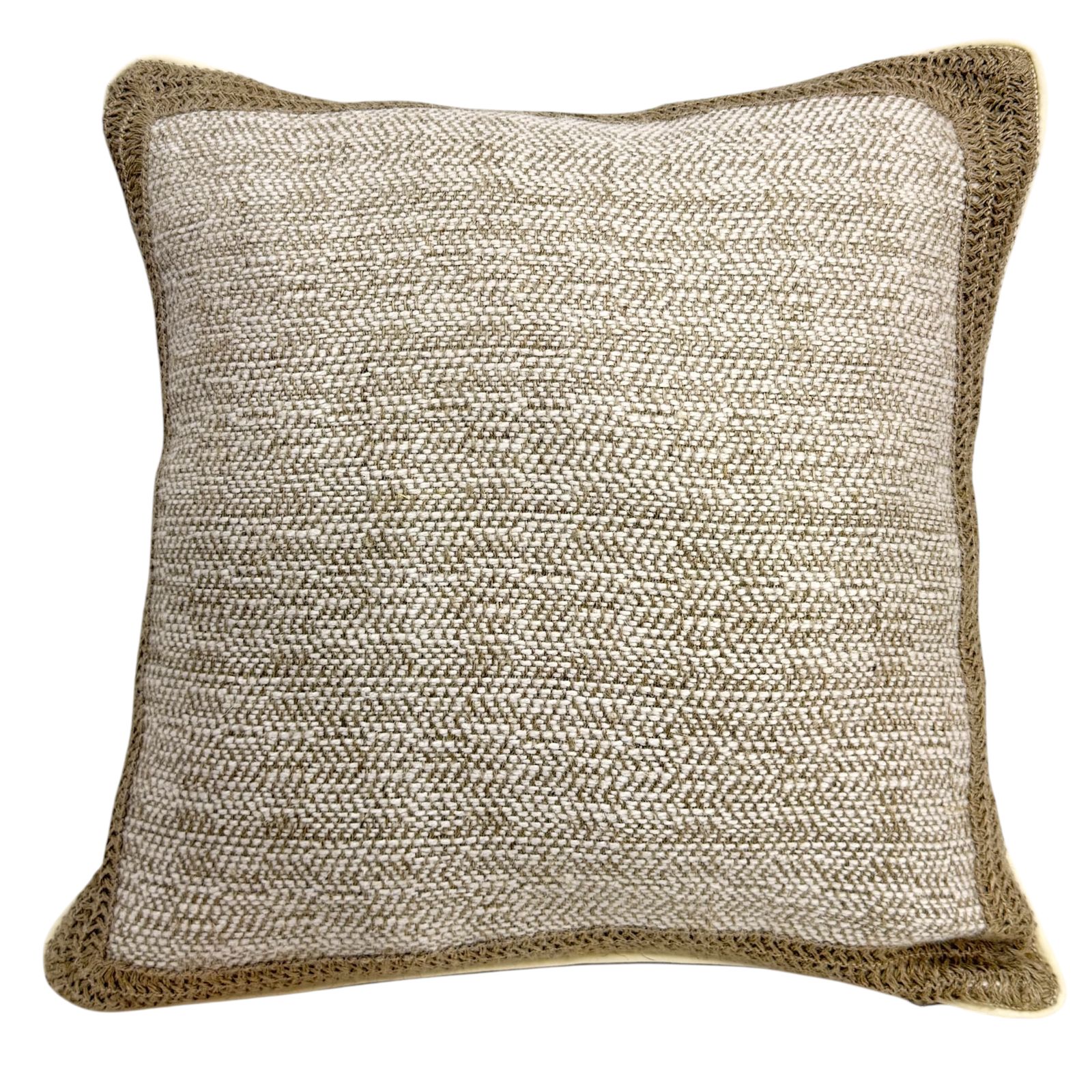 Coussin 45×45 en toile tissée – bordure texturée & biais - Qualité premium