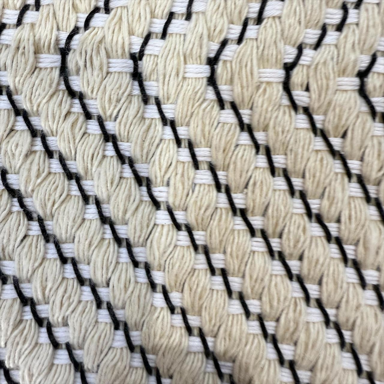 Tapis - Descente de lit réversible en laine coté beige et côté bleu et beige – 75 x 115 cm