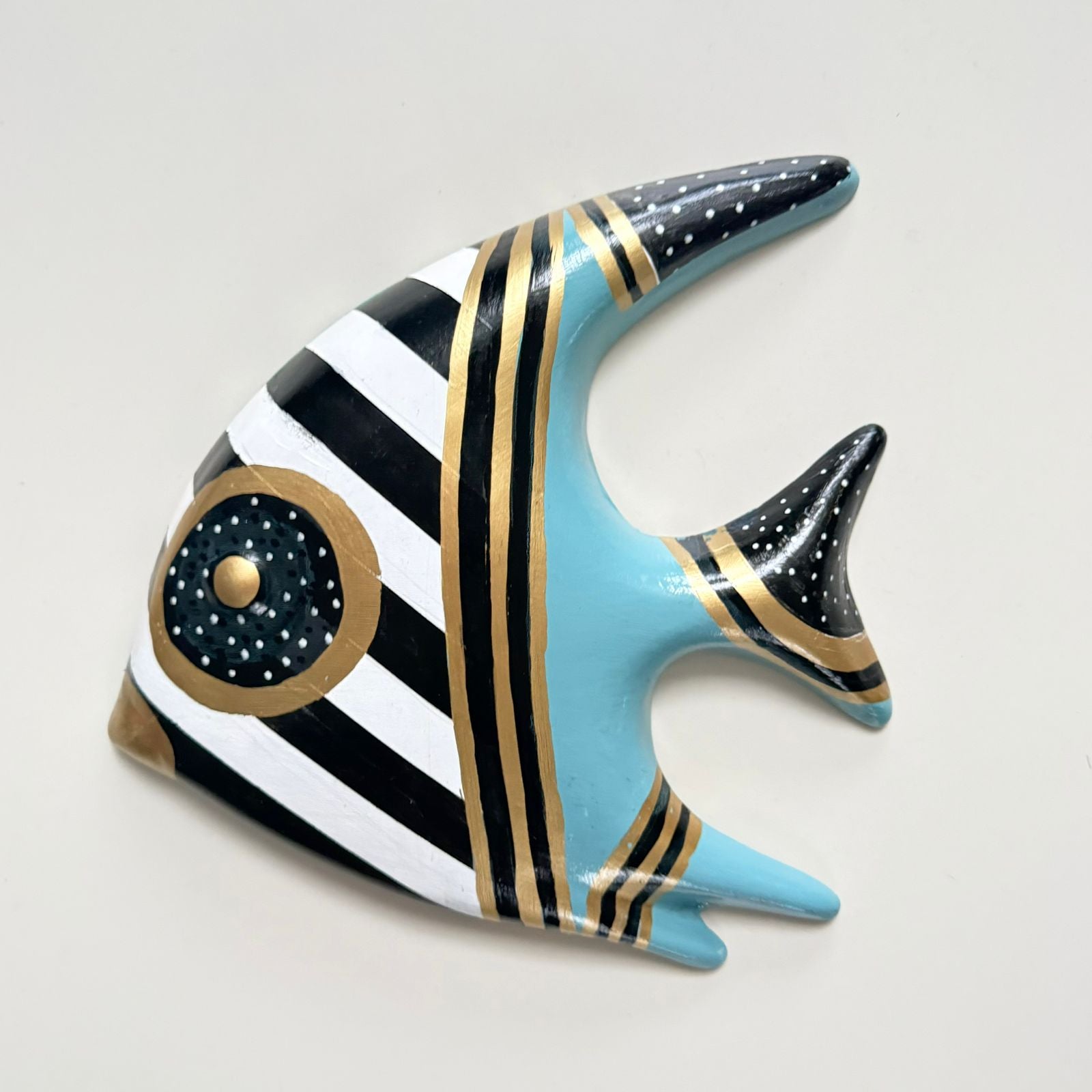 Sculpture murale poisson- Céramique peinte à la main 20 X 20 cm