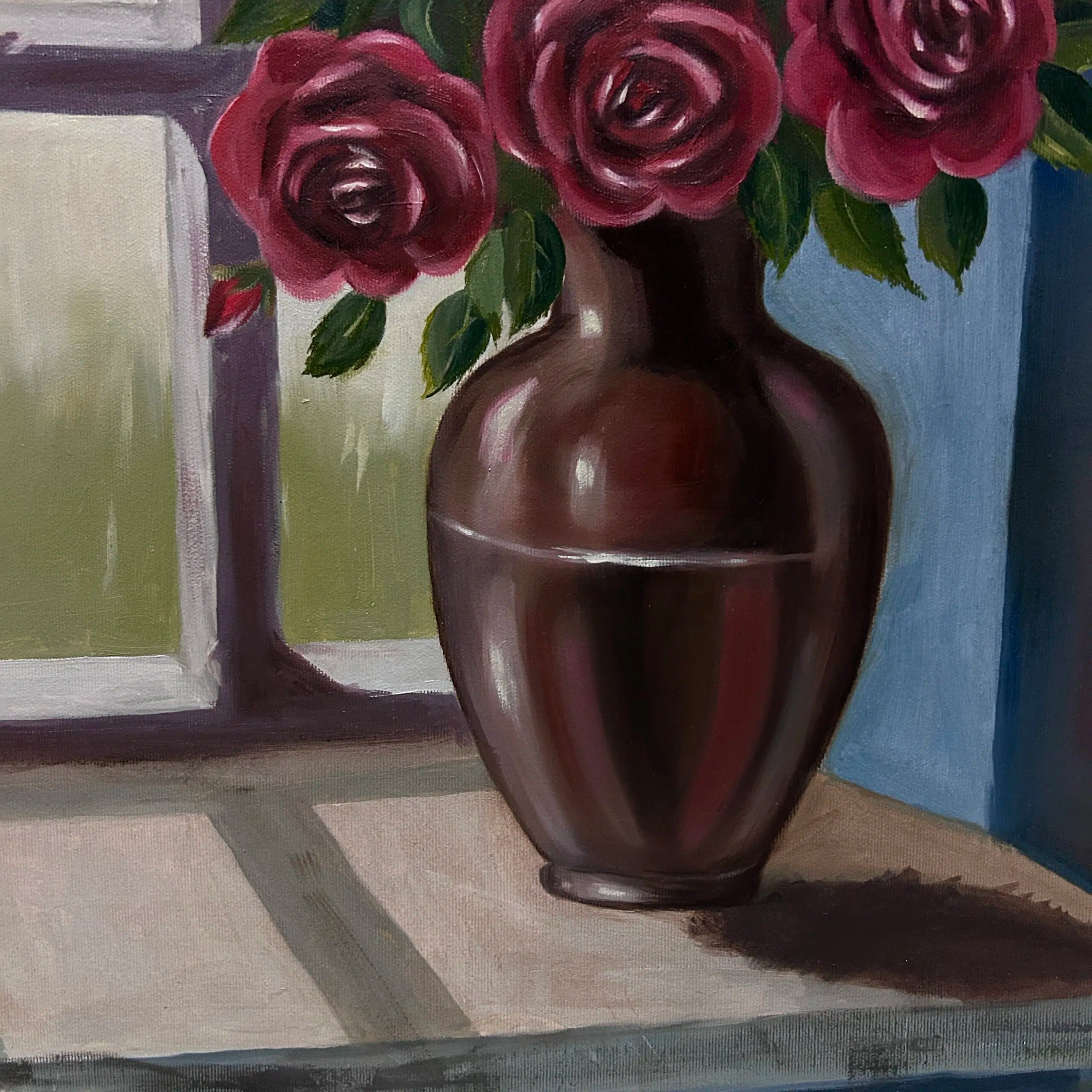 Tableau Sérénade Écarlate en Toile – Élégance Florale Classique