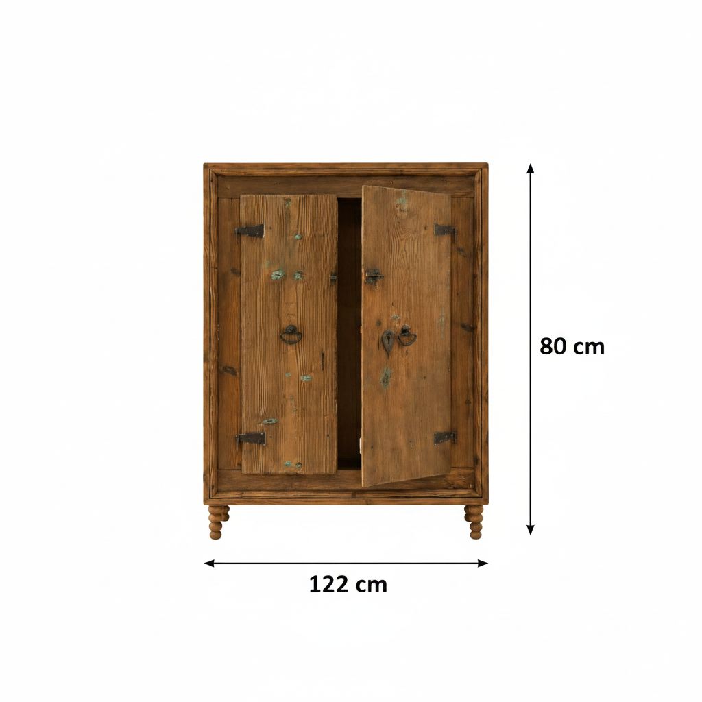 armoire vintage originale en bois teinté naturel unique