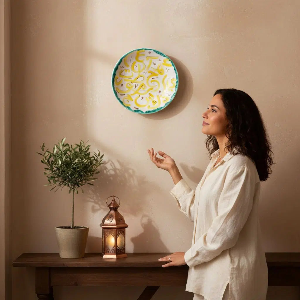 Assiette murale en céramique calligraphie pour un déco unique