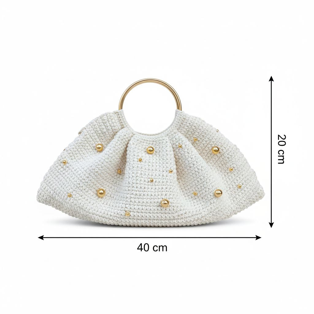 sac en crochet blanc cassé taille M pour un style unique