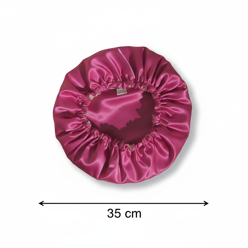 bonnet satin rose fushia réversible pour protéger vos cheveux