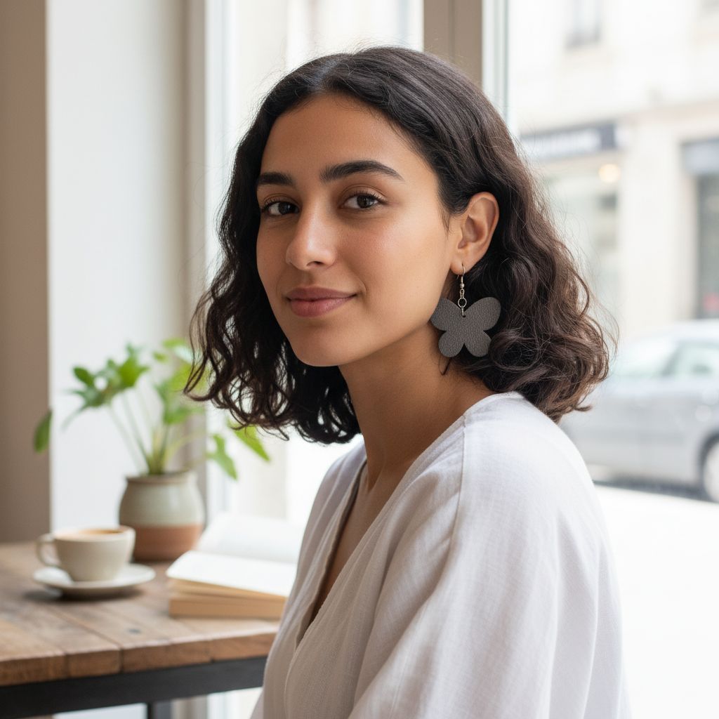 Boucles d'oreilles cuir gris métallisé élégance et charme exclusif