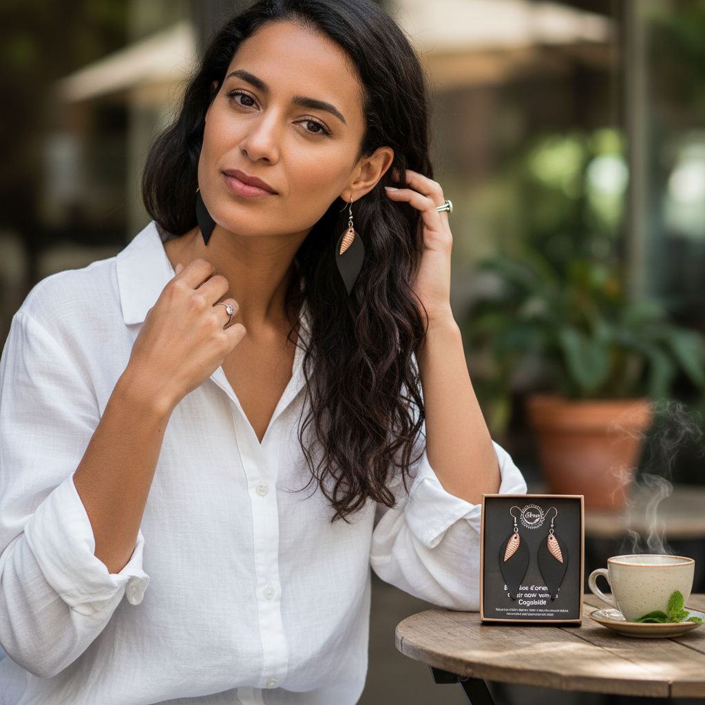 Boucles d'oreilles cuir noir vernis chic et éco responsable