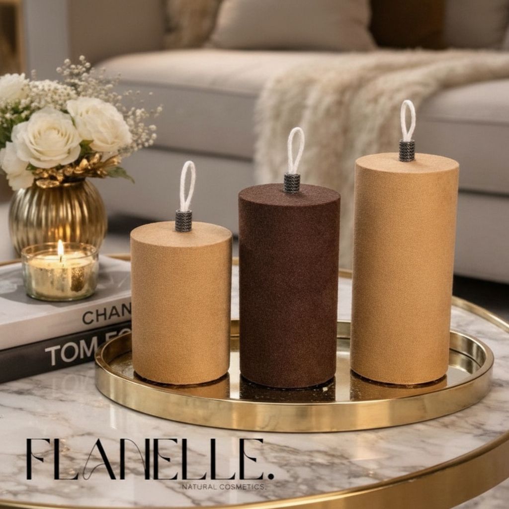 Trio de bougies pilliers en velours royale pour une ambiance luxueuse et chaleureuse