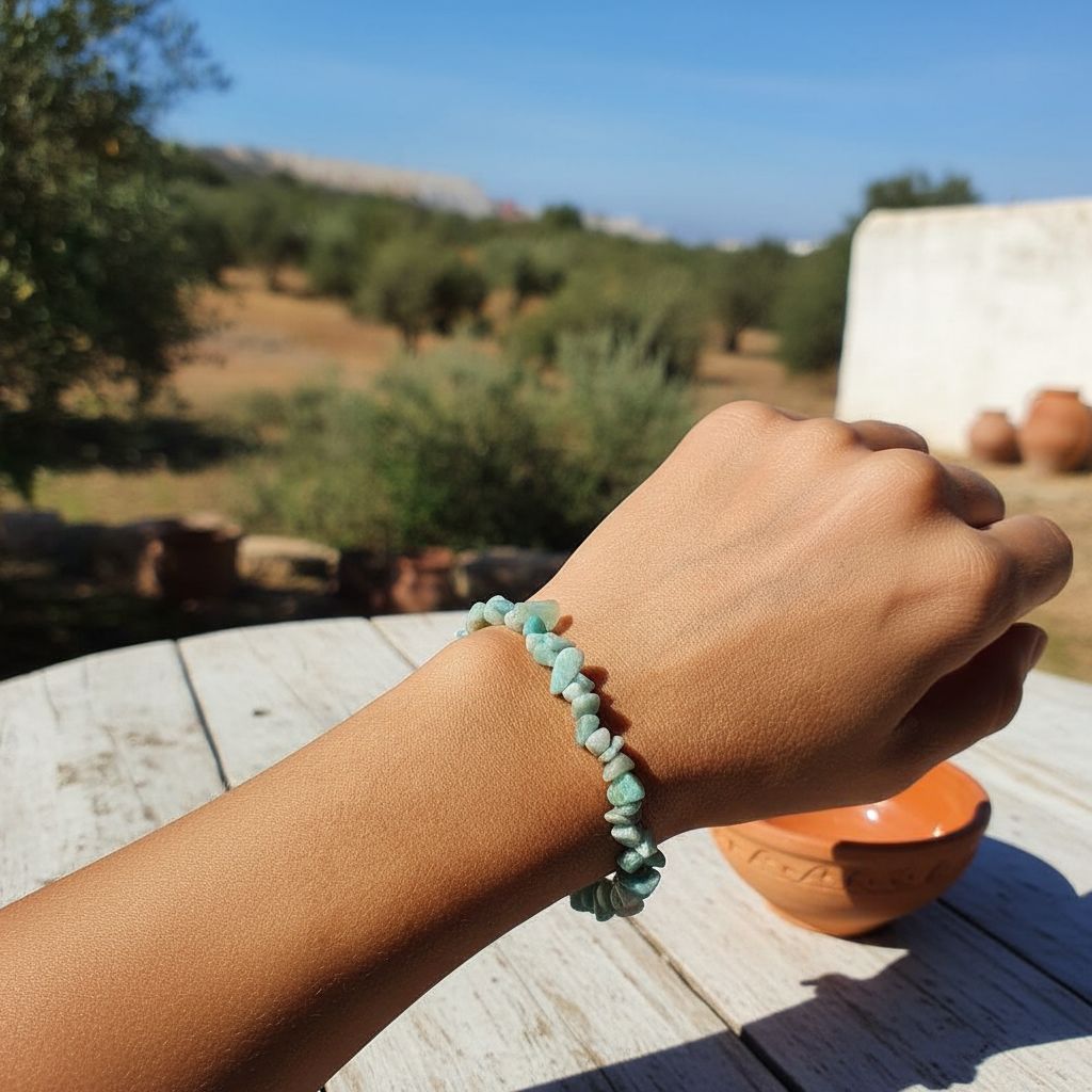 Bracelet amazonite élastique baroque irrésistible