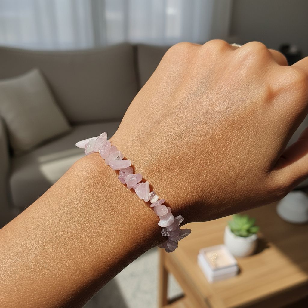 bracelet kunzite naturel baroque pour une élégance unique