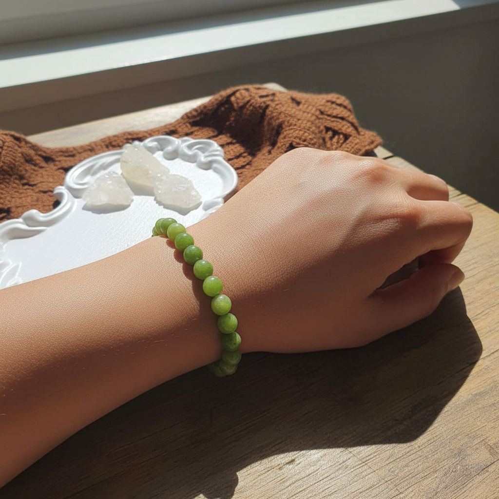 Bracelet péridot élastique en boules de 6 mm pour briller