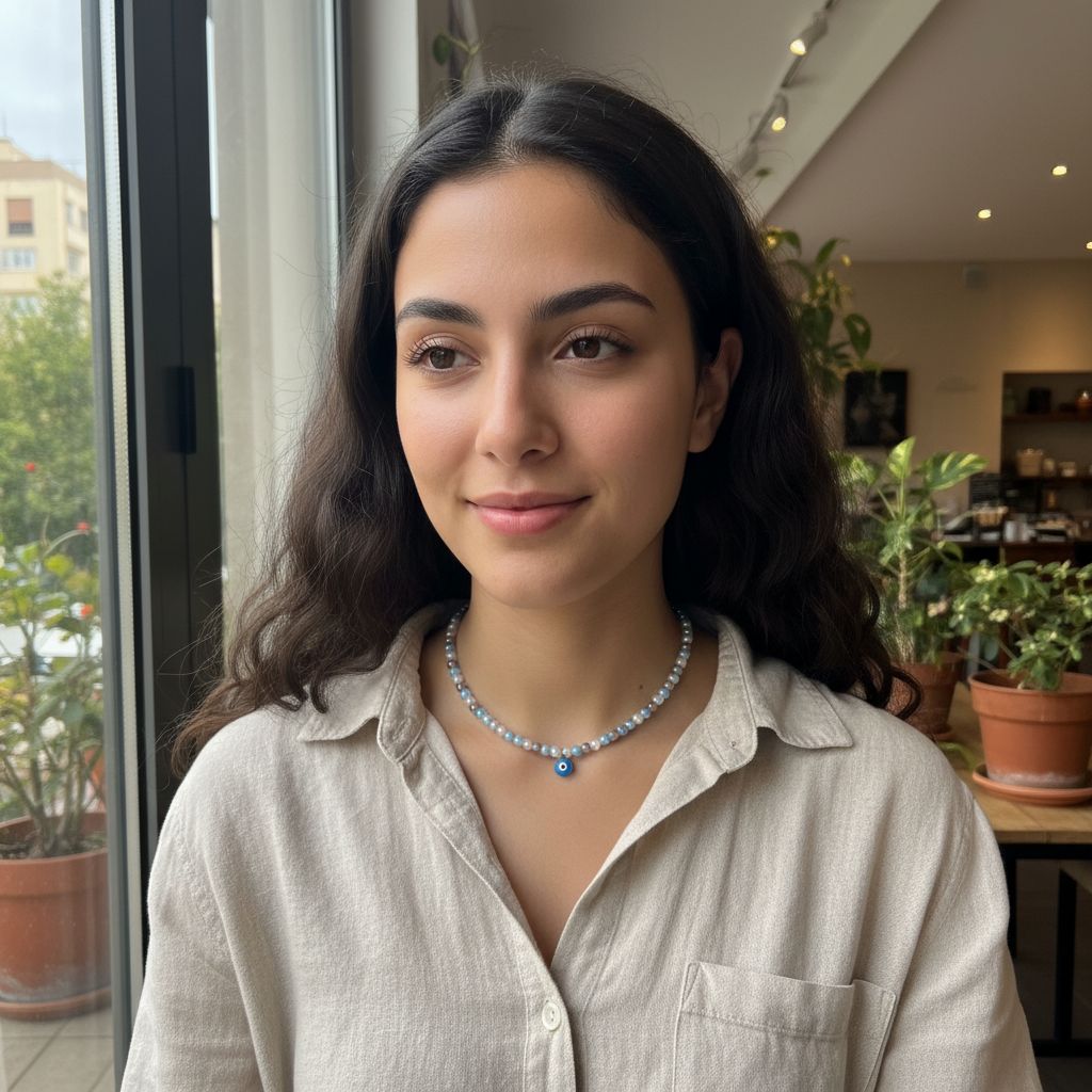 Collier perles élégant avec motif oeil pour un style unique