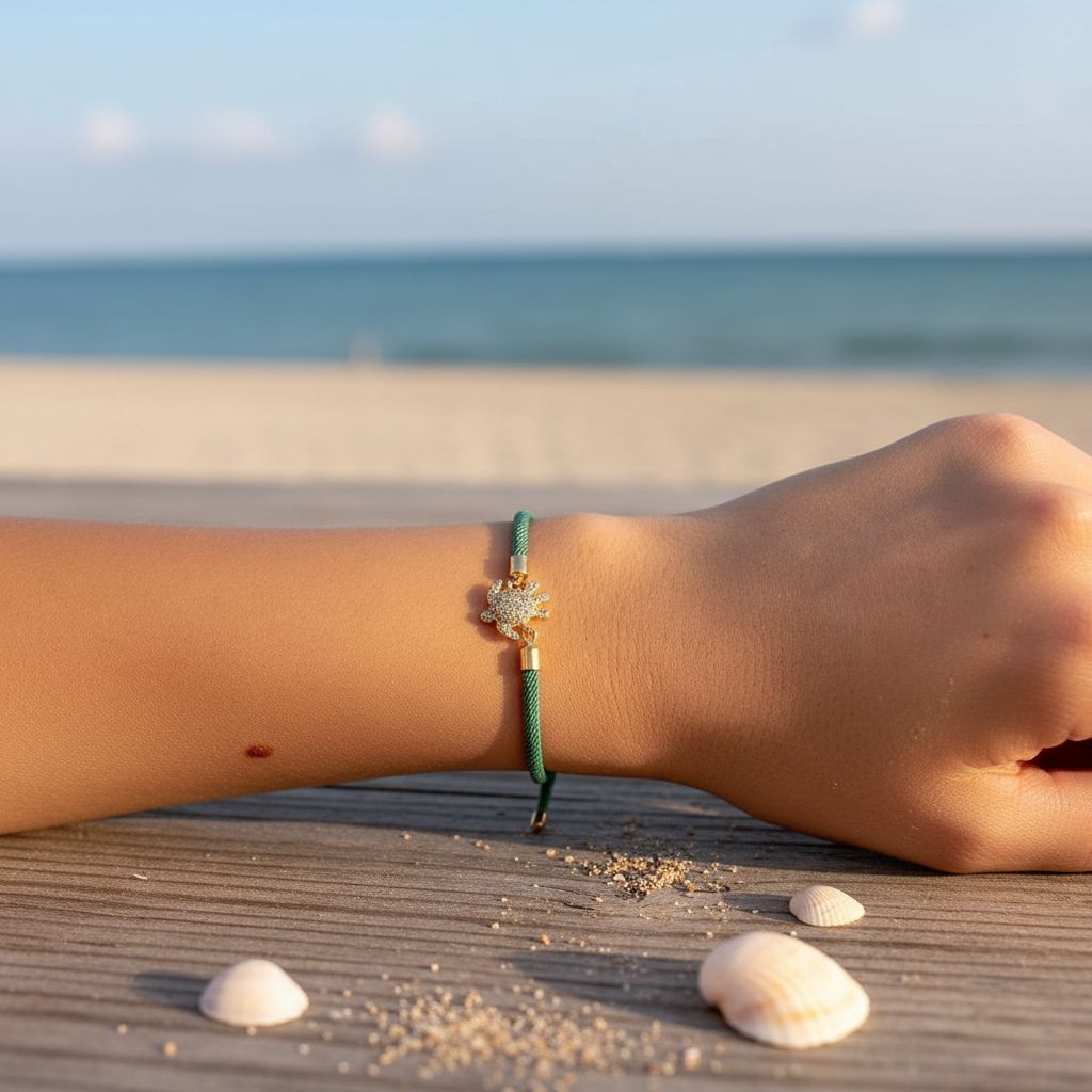 Bracelet ajustable vert motif tortue unique et tendance