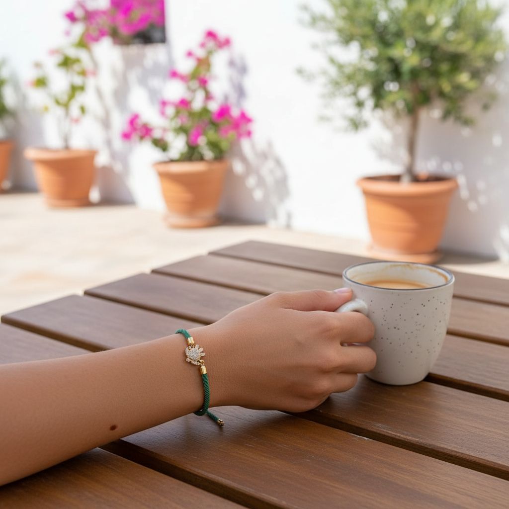 Bracelet ajustable vert motif tortue pour un style unique