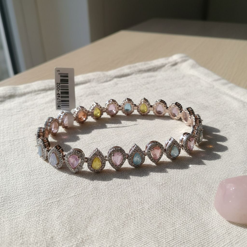 Bracelet acier inoxydable haut de gamme avec pierres élégantes