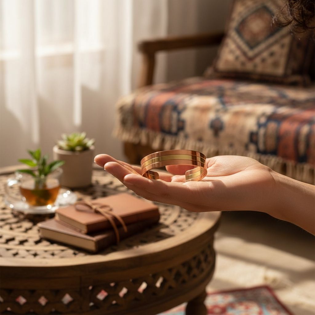 Bracelet cuivre unisexe trio en rouge et jaune pur qualité premium