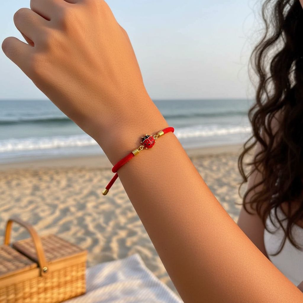 Bracelet rouge ajustable coccinelle pour une allure unique