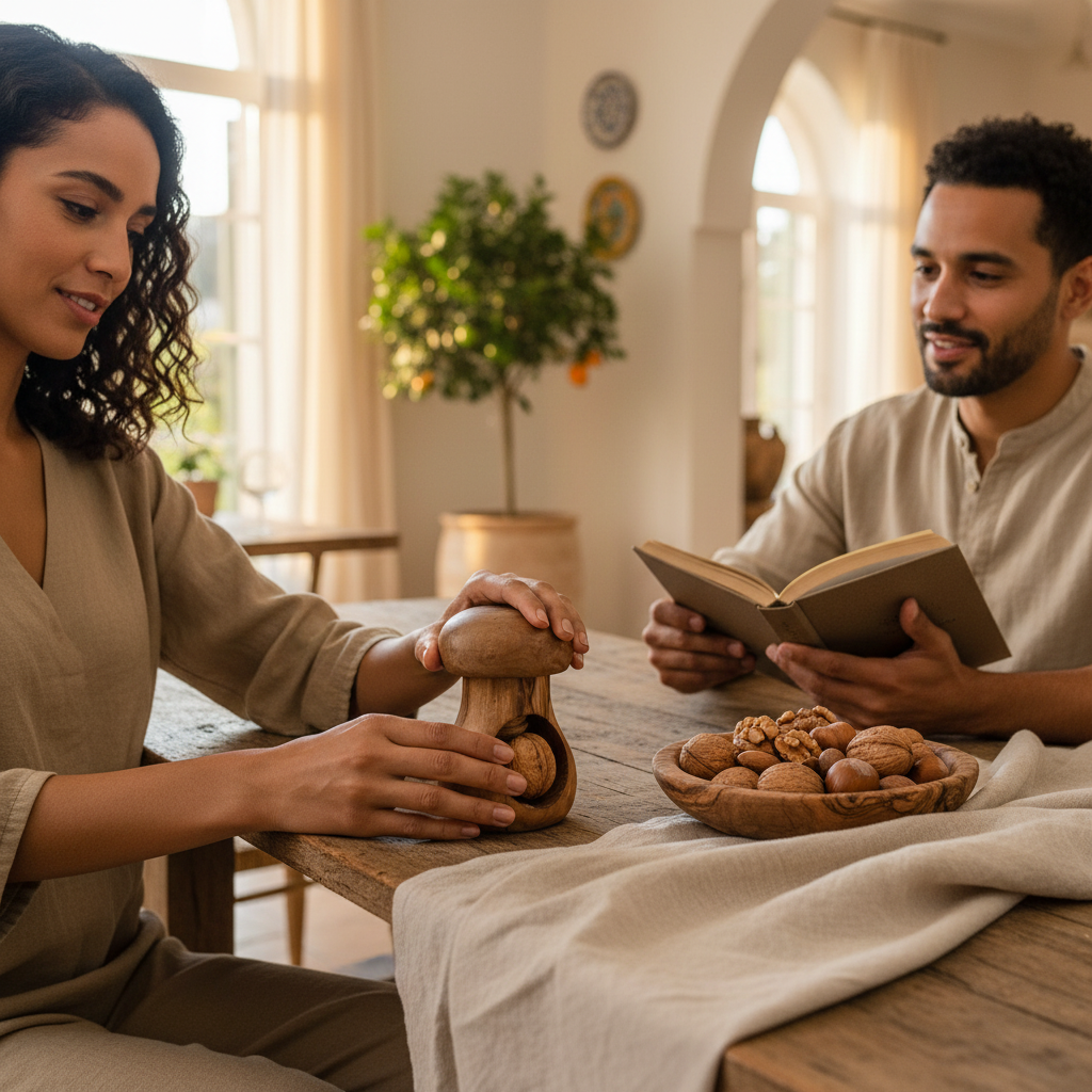 Casse noix en bois élégant en forme de champignon premium