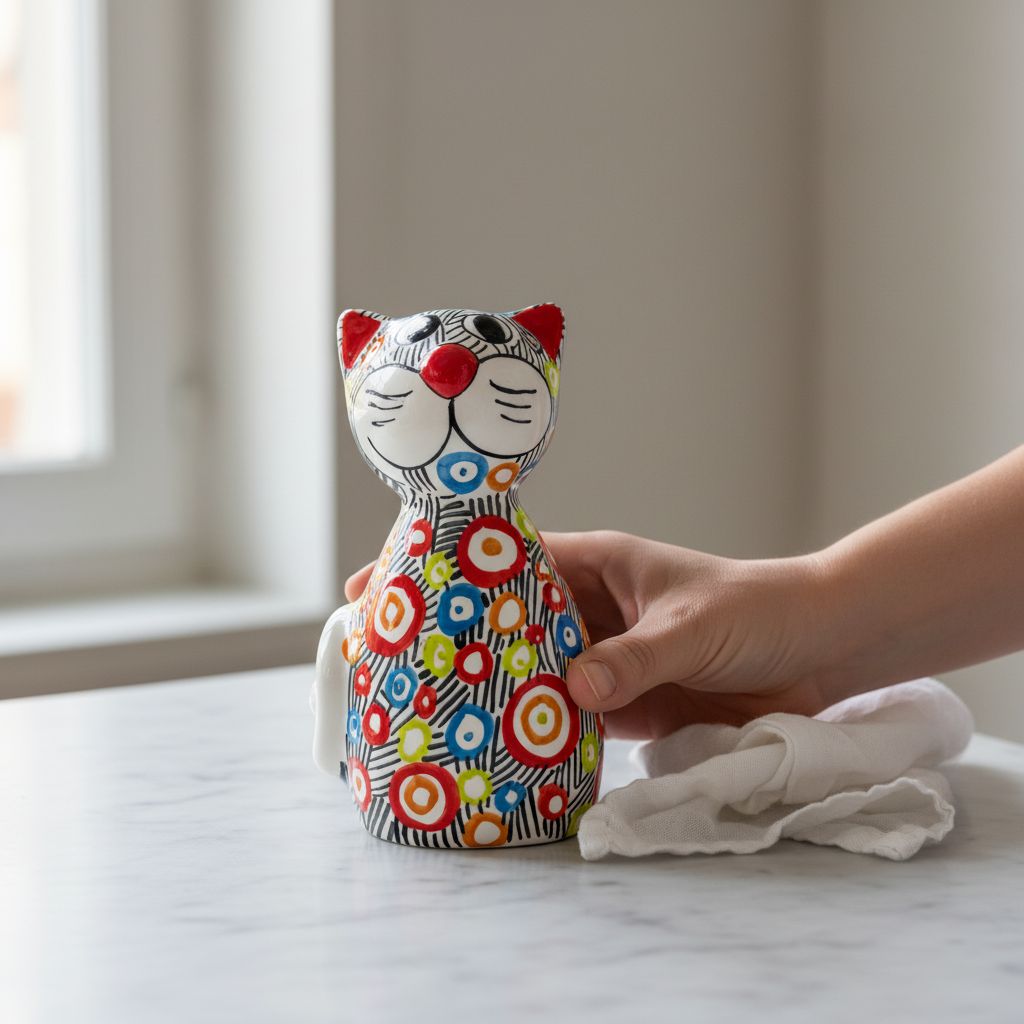 chat décoratif unique en sculpture artistique H 20 cm