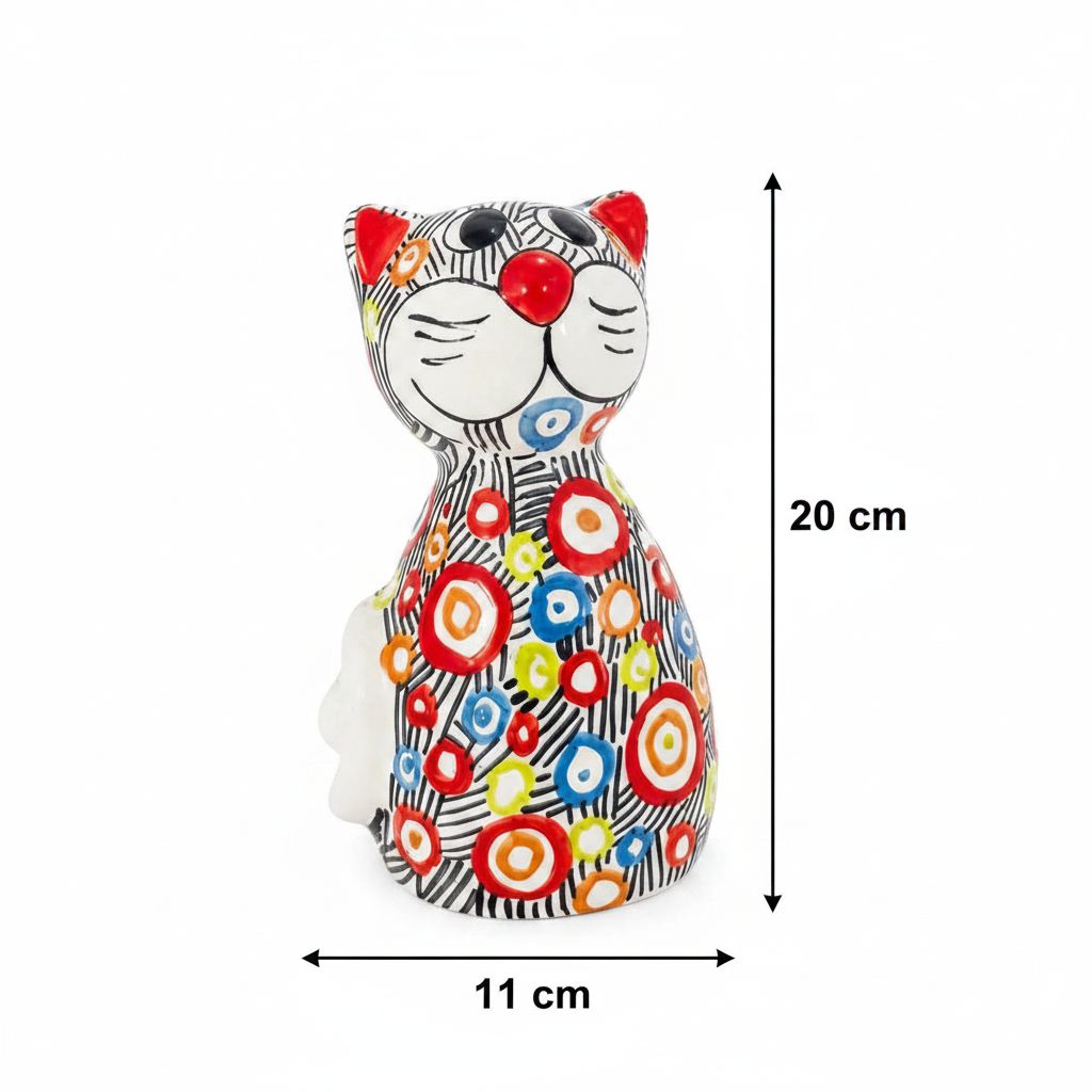 chat décoratif unique en sculpture artistique H 20 cm