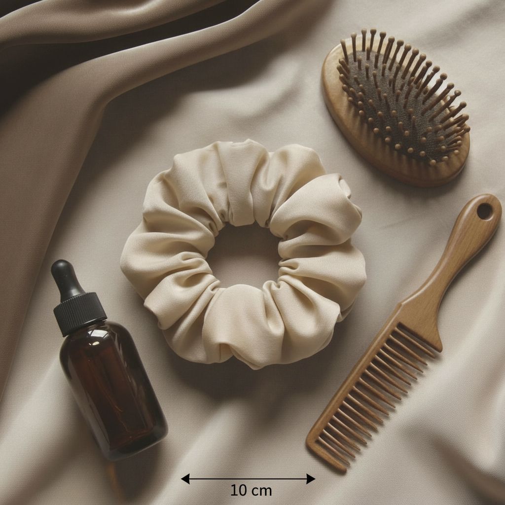 Chouchou satin beige antifrizz pour une élégance intemporelle