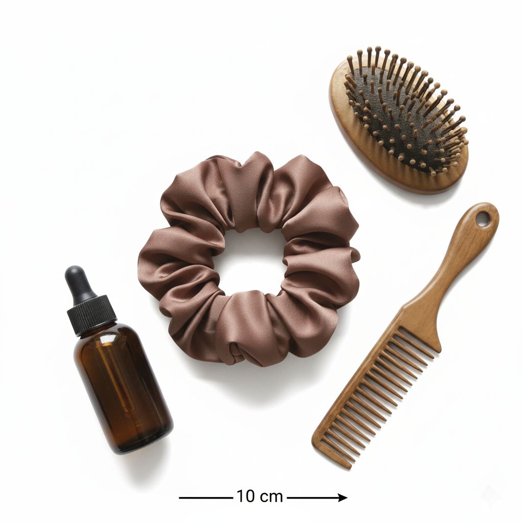 Chouchou satin marron antifrizz pour une élégance intemporelle
