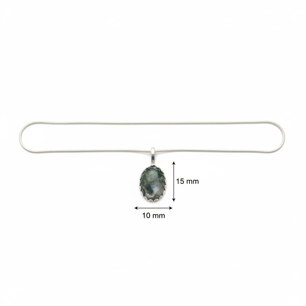 collier argent 925 et agate mousse unique qualité premium