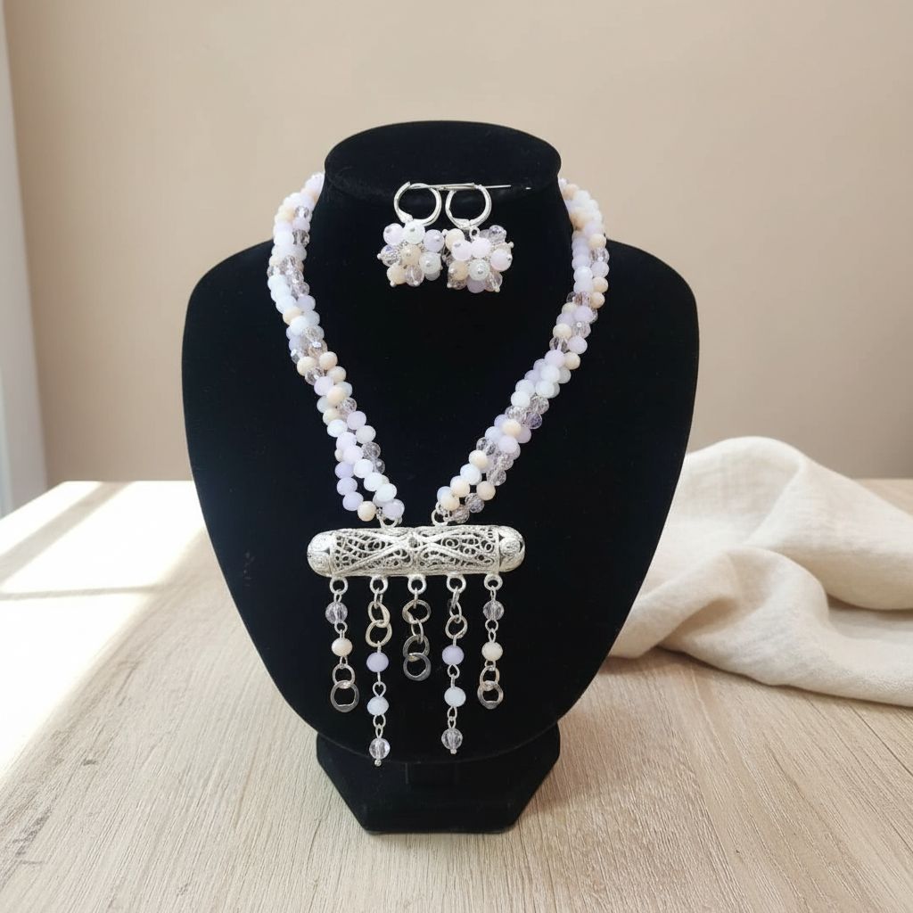 Collier perles exclusif et boucles élégantes pour briller