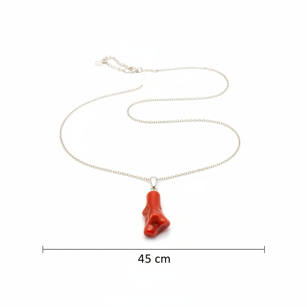 Collier argent 925 avec pendentif corail naturel exclusif