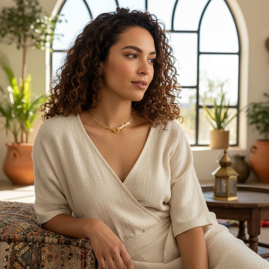Collier avec perles naturelles et fermoir doré
