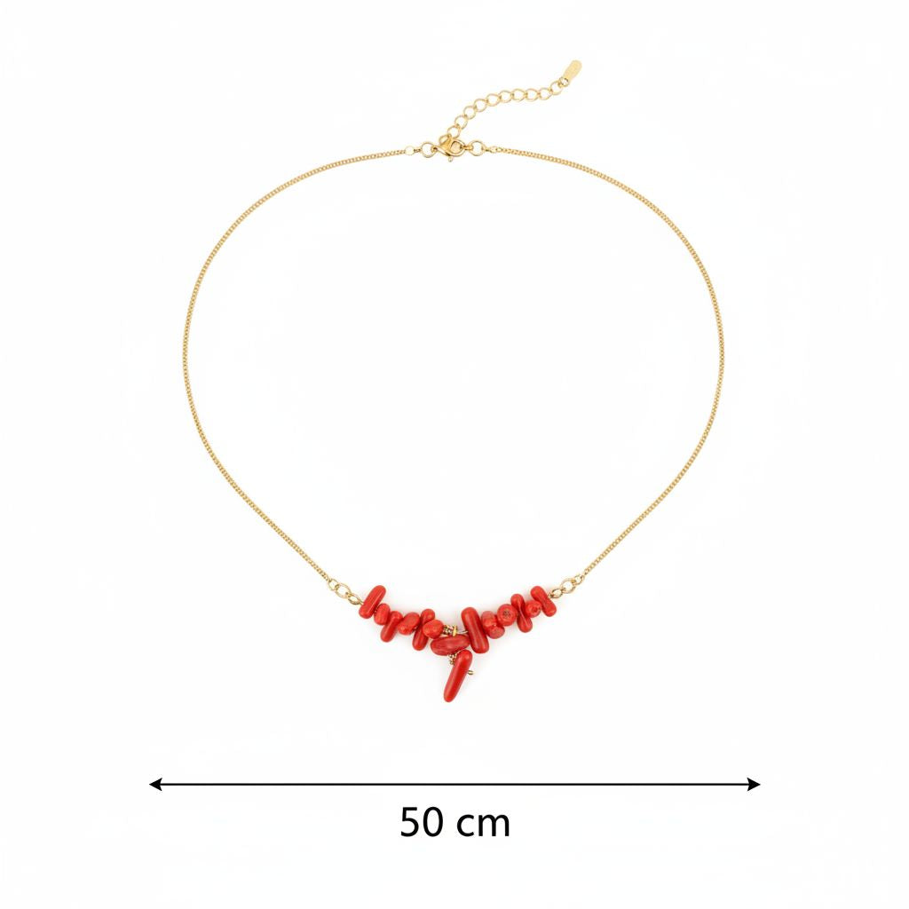 Collier inoxydable élégant avec pendentif corail unique