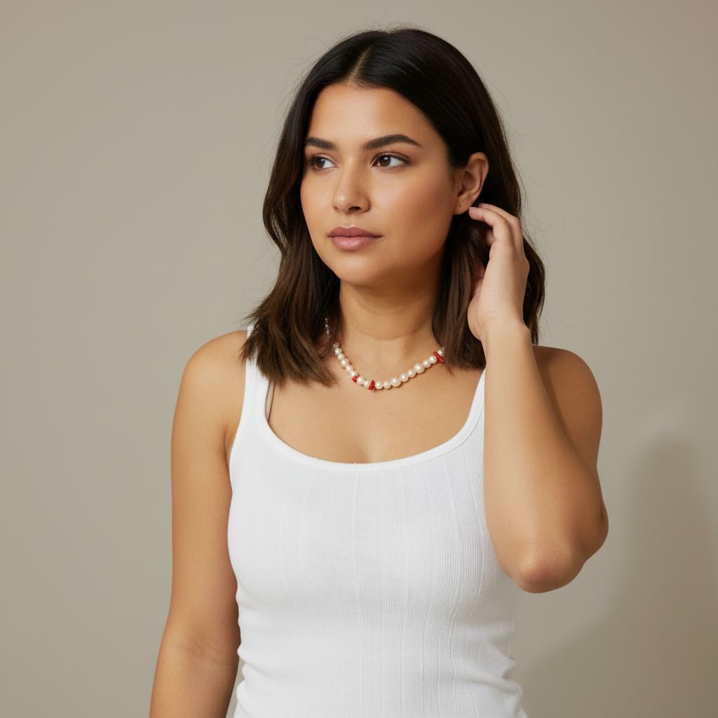 Collier perles de Majorque et corail pour un style unique