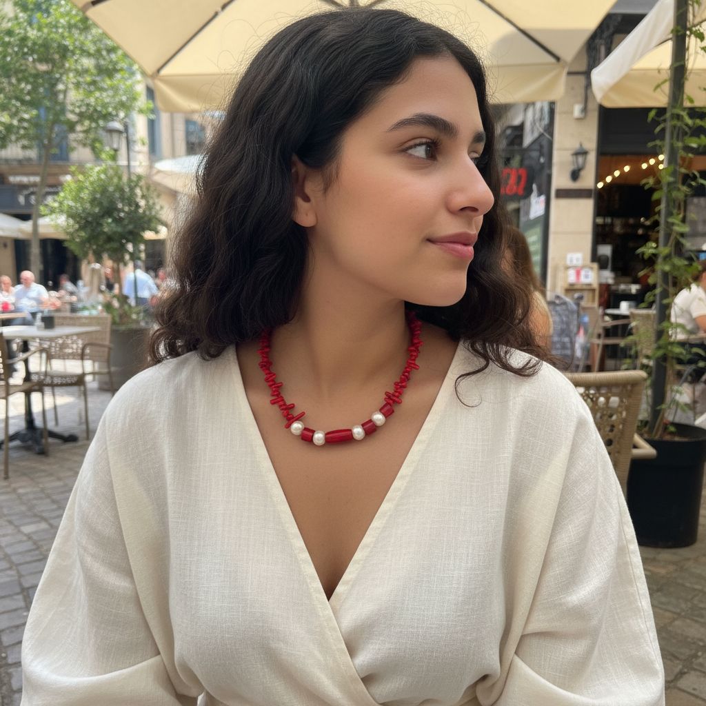 Collier perles rouge et ivoire pour un style irrésistible
