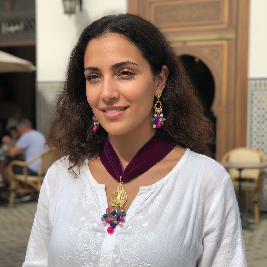 collier velours mauve en cuivre or 18k style khomsa exclusif