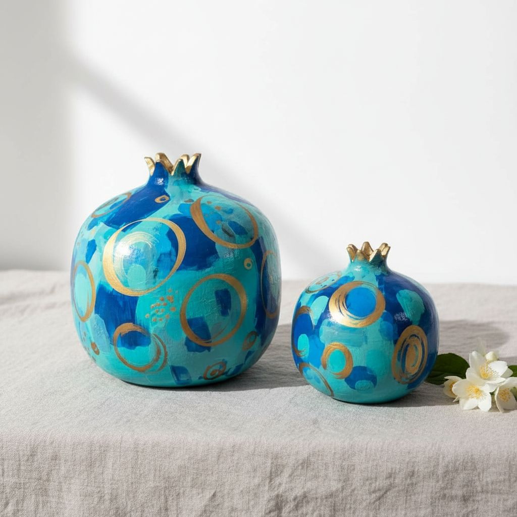Grenades décoratives en bleu et doré pour une décoration unique