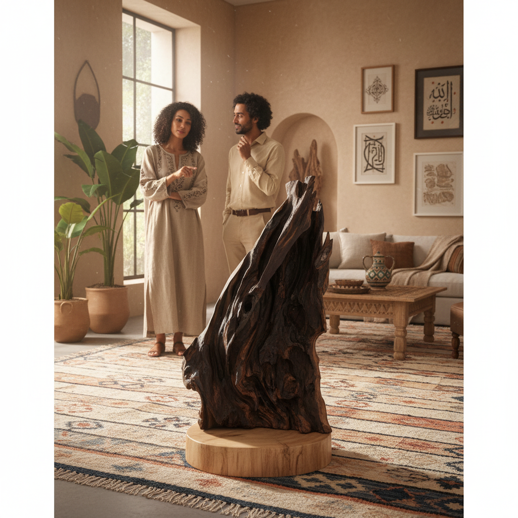 sculpture bois flamme fossilisée pour un intérieur unique