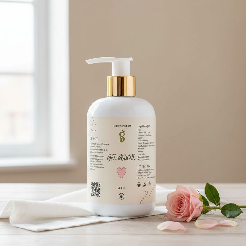 gel douche naturel Green Charm pour une peau douce et revitalisée
