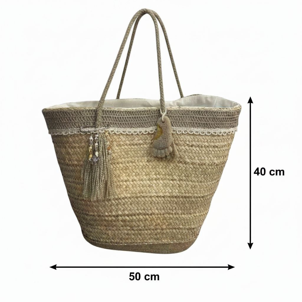 Couffin plage artisanal en fibres naturelles pour vos sorties