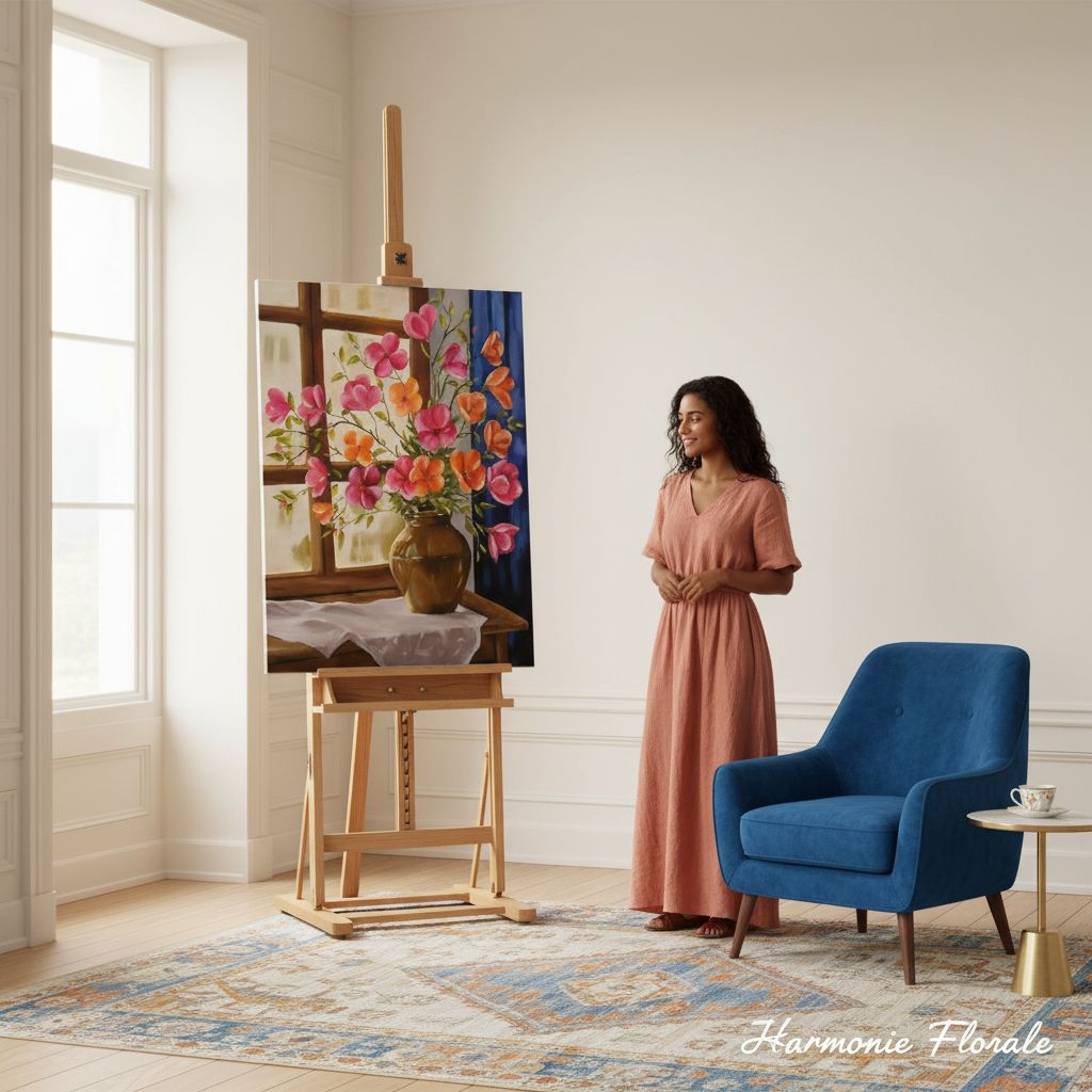 tableau fleurs unique éclatant pour un intérieur lumineux