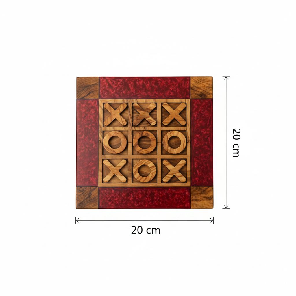 jeu en bois époxy rouge et marron design exclusif 20x20 cm