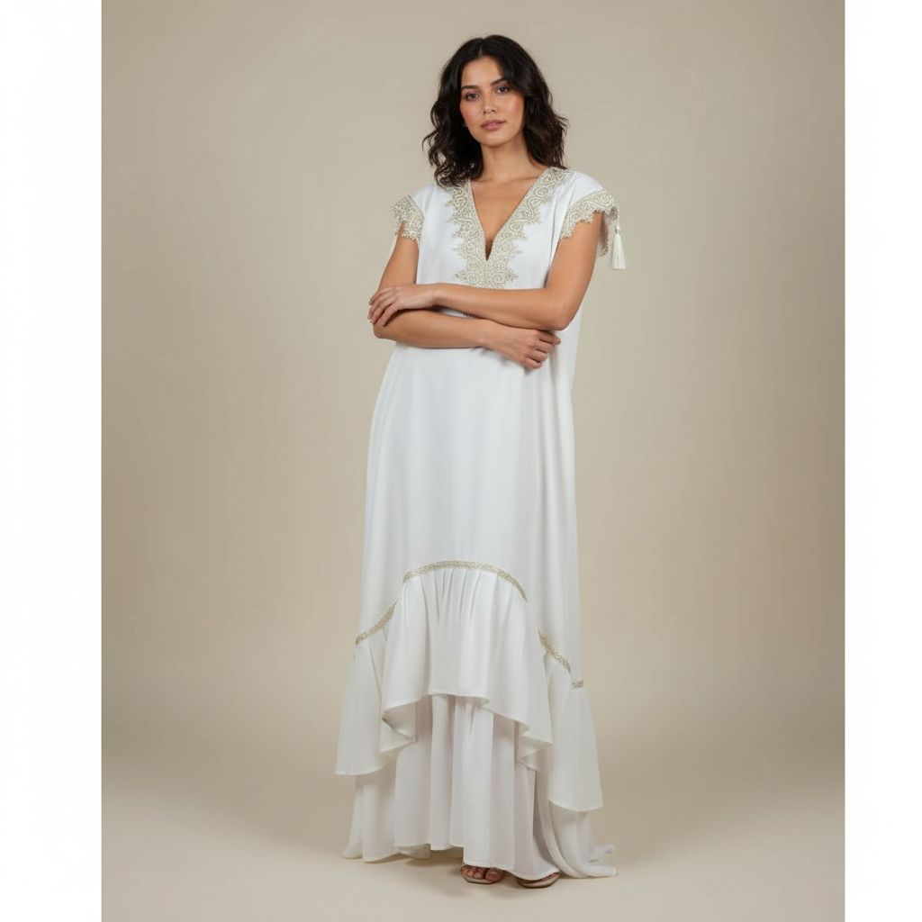 jebba femme élégante blanche avec galon argent en M/L