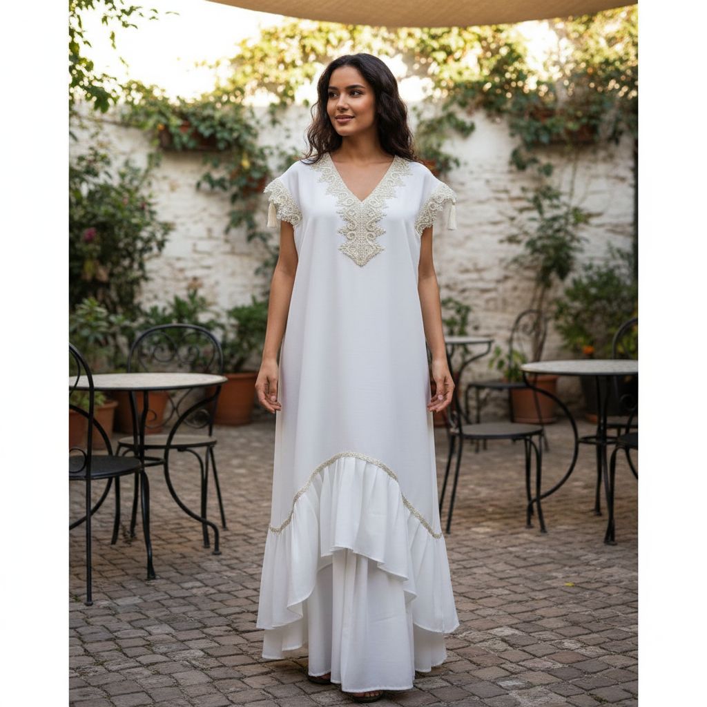 jebba femme élégante blanche avec galon argent en M/L