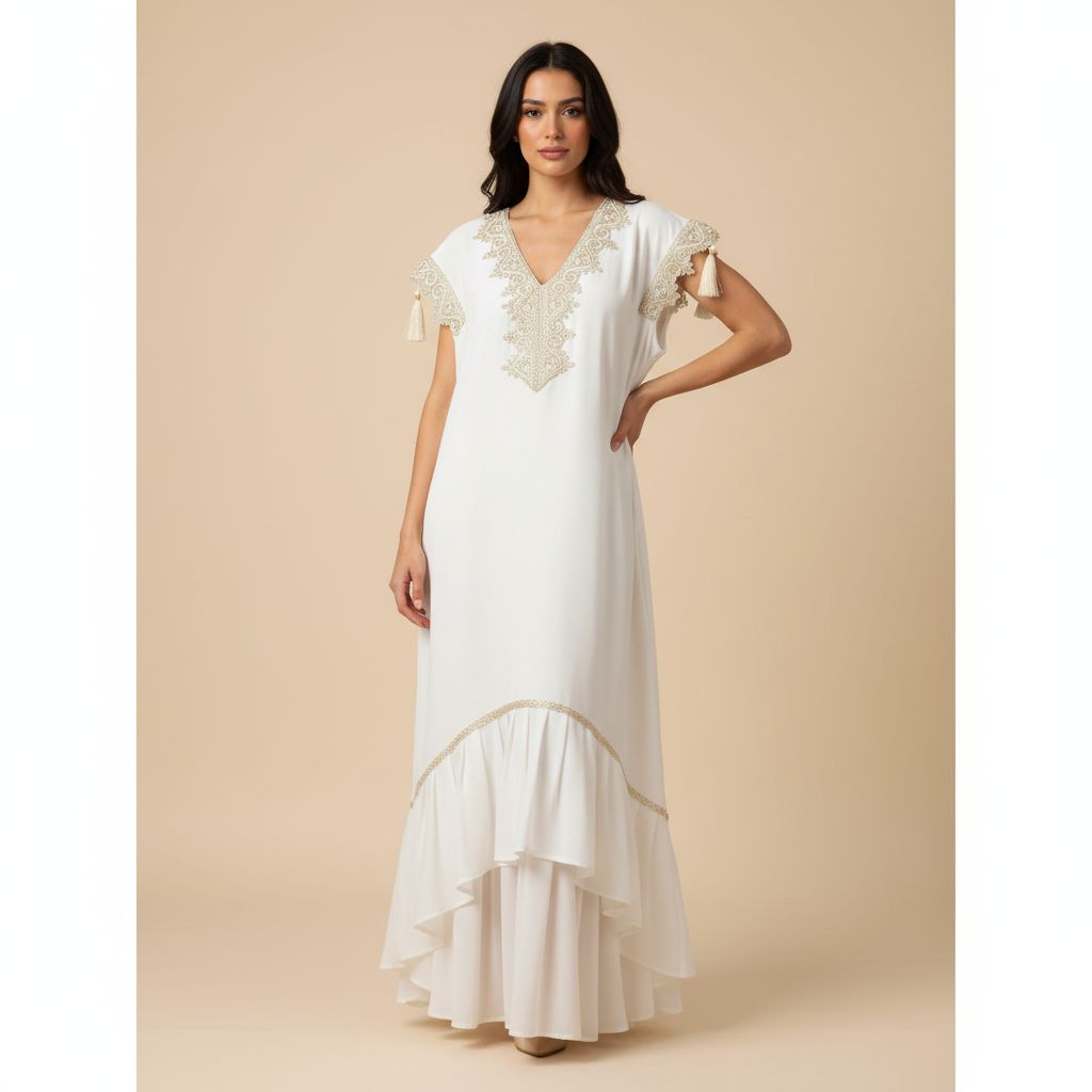 jebba femme blanche élégante à galon argent pour un look unique